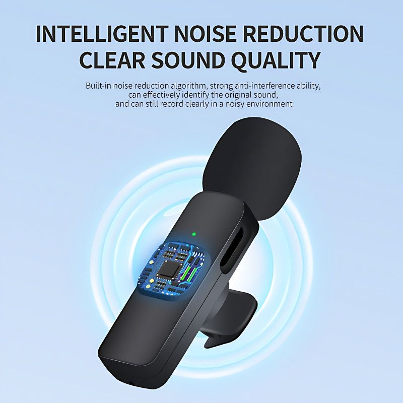 MMAK Dual Wireless Lavalier Mic with LED Selfie Stick - Image 3