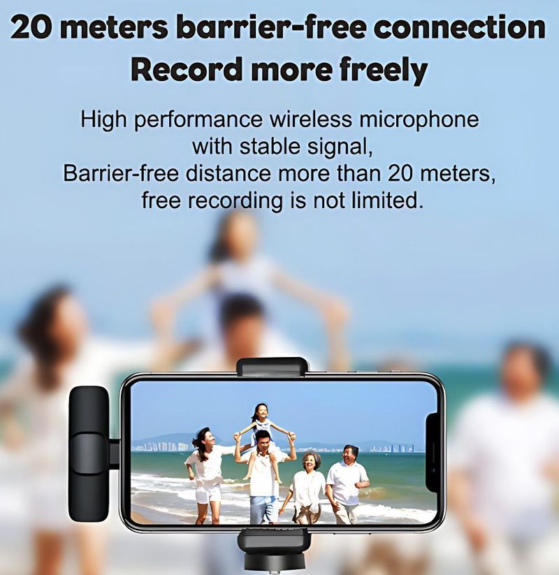 MMAK Dual Wireless Lavalier Mic with LED Selfie Stick - Image 5
