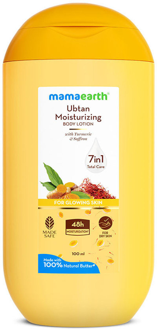 Mamaearth Ubtan Moisturizing Body Lotion with Turmeric & Saffron for Glowing Skin 100 ml
