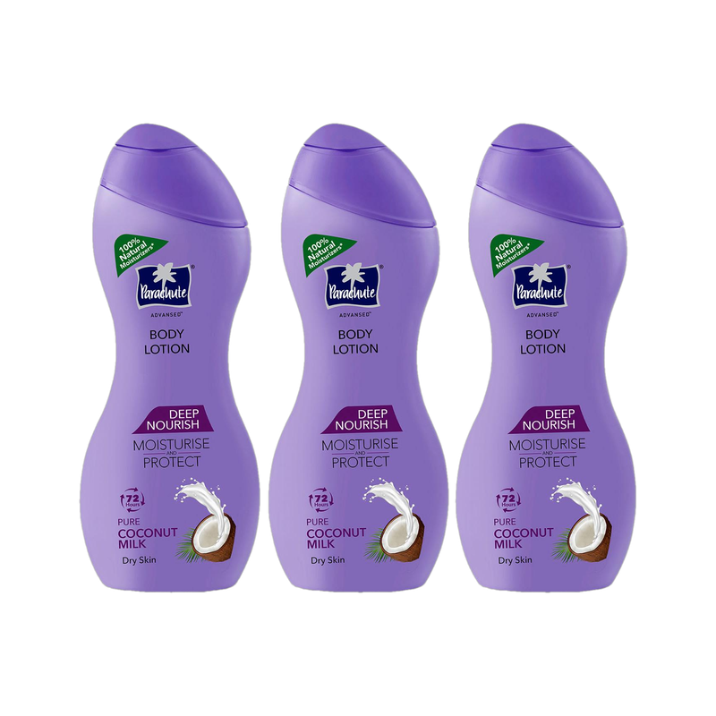 Parachute Advansed Deep Nourish Body Lotion, With Pure Coconut Milk, 72h Moisturization 250ml x 3 750 ml