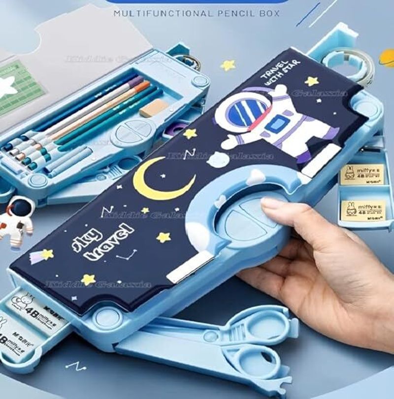 Kiddie Galaxia Art Plastic Pencil Box, Blue - Image 4