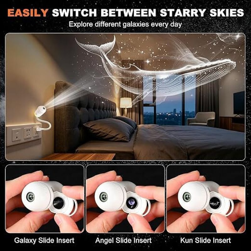 Primart 8-in-1 Slide Starry Sky Night Light Projector, USB Portable, - Image 3