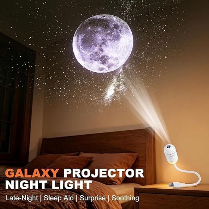 MCBAZEL Galaxy Projector Night Light, USB, White - Image 4