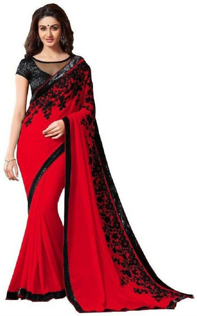 b bella creation Embroidered Bollywood Georgette Saree