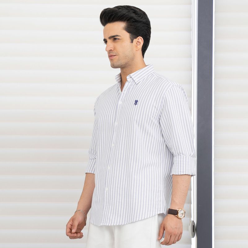 Men Relaxed Fit Striped Button Down Shirt - Image 6
