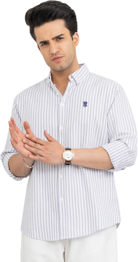 Men Relaxed Fit Striped Button Down Shirt - Image 3