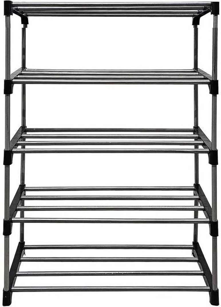 RKE Rack 5 Layers Plastic Shoe Stand BlaCK AND gray, 5 Shelves, DIY(Do-It-Yourself)