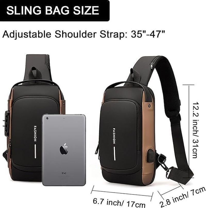 lifeindia Black Anti-Theft Water-Resistant Sling Bag - Image 7