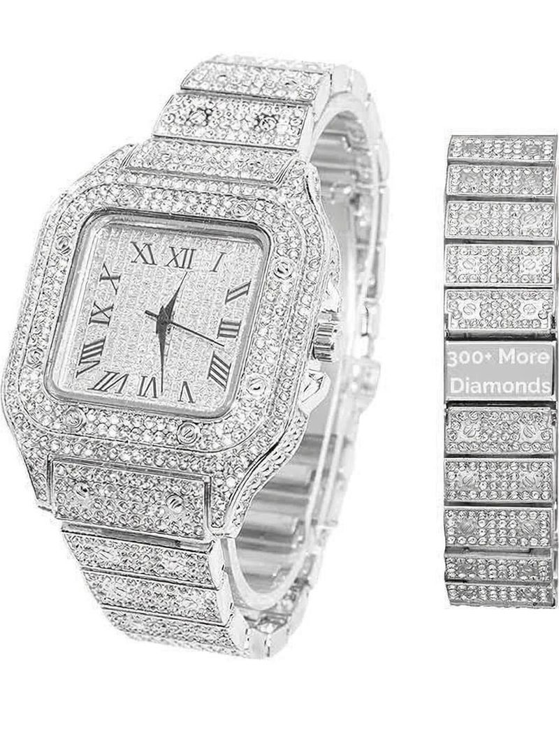 classicbusiness Stainless Steel Diamond Crystal Silver Chain - Image 2