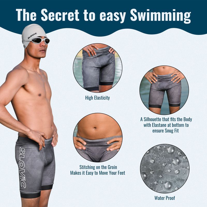 SLOVIC Men Grey Swim Shorts - Image 6