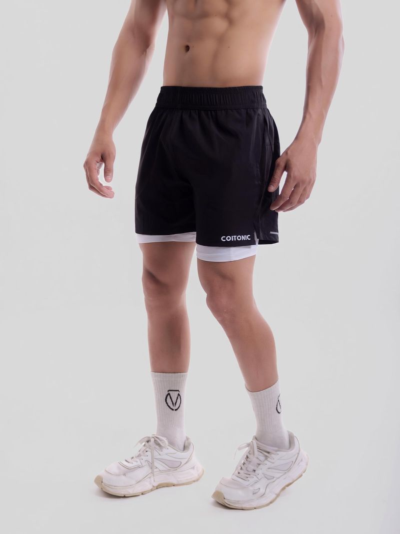 COITONIC Solid Men Black Sports Shorts - Image 2