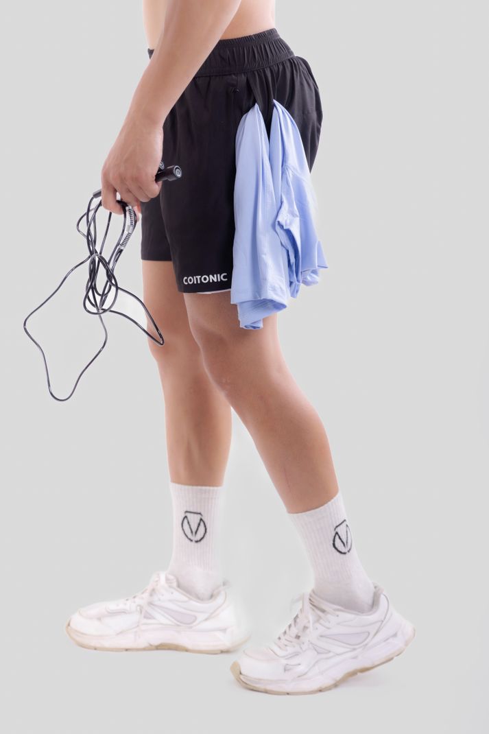 COITONIC Solid Men Black Sports Shorts - Image 6