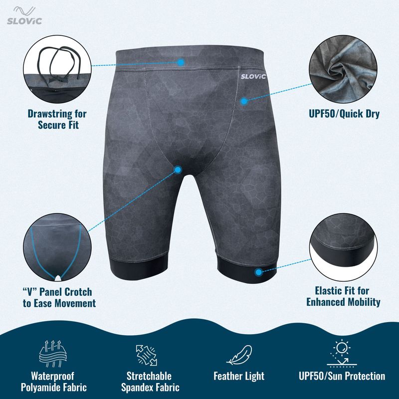 SLOVIC Men Grey Swim Shorts - Image 3