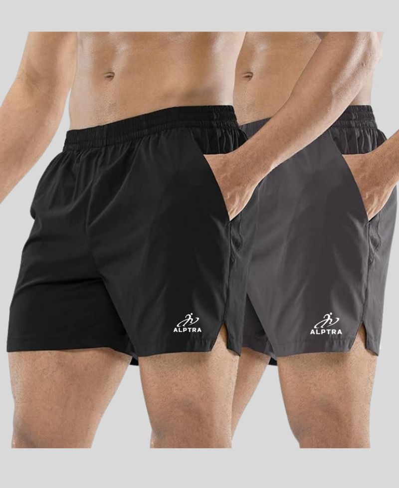 GymWear Men Black, Dark Grey Gym Shorts Pack of 2 - Image 2