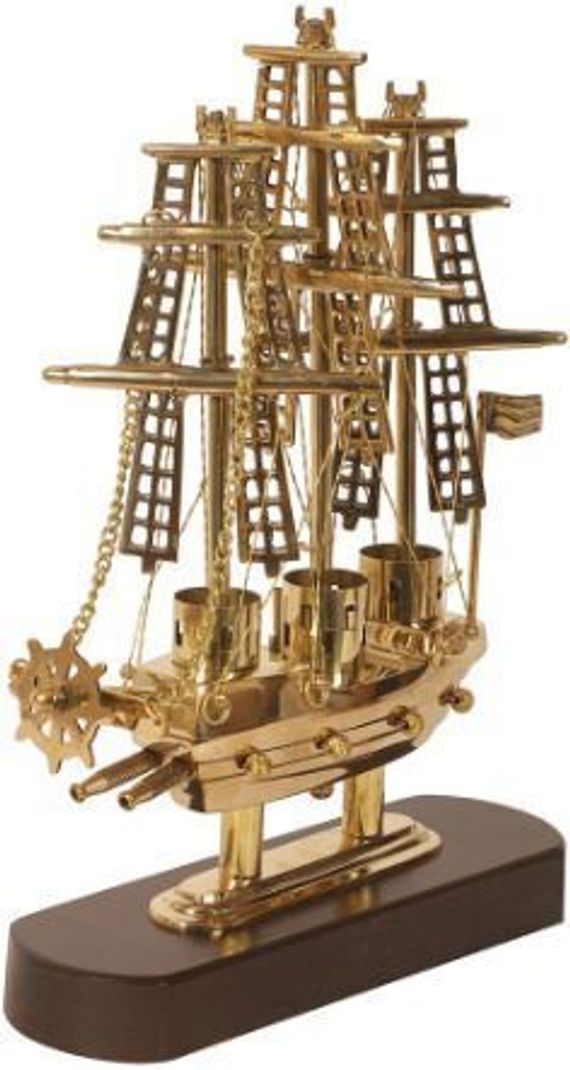 NestoriaLiving Vintage Brass Sailing Ship Model - Image 4