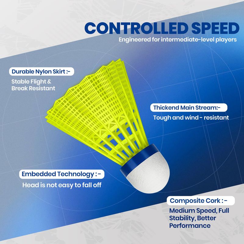 Jaspo Ultra Ace Nylon Badminton Shuttlecock Green - Image 3