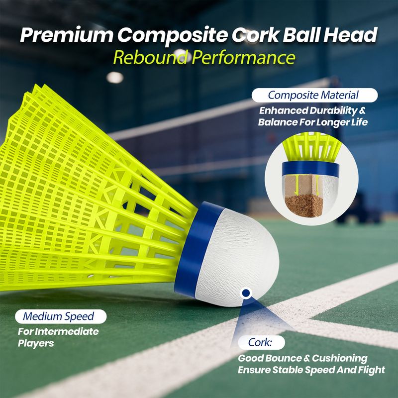 Jaspo Ultra Ace Nylon Badminton Shuttlecock Green - Image 5