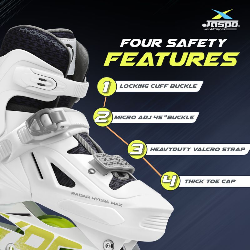 Jaspo Radar Edge 100mm Adjustable Inline Skates, Aluminium Frame, - Image 5