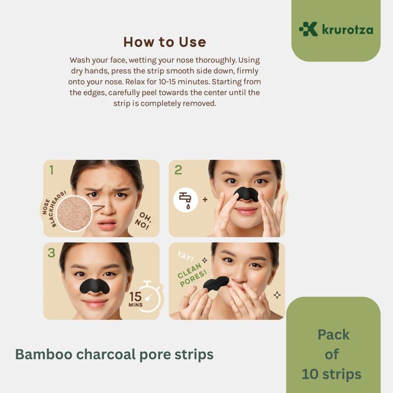 krurotza Charcoal Blackhead Remover Nose Strips (10g) - Image 6