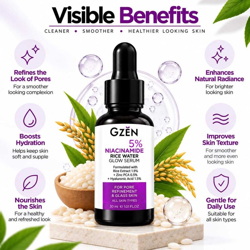 Gzen 5% Niacinamide Rice Water Glow Face 50g - Image 4