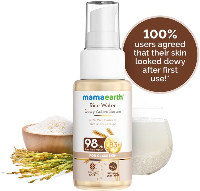 Mamaearth Rice Water Dewy Active Serum with 10% Niacinamide, Rice Water & Hyaluronic Acid 50 ml