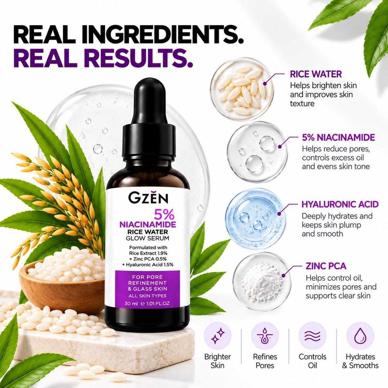 Gzen 5% Niacinamide Rice Water Glow Face 50g - Image 6