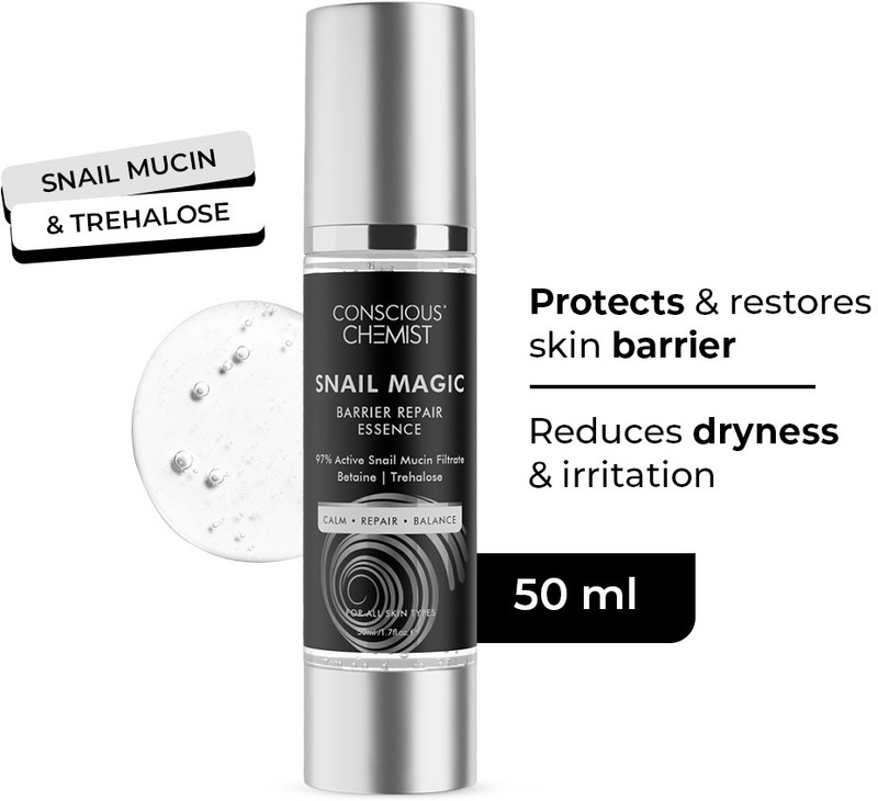 conscious chemist snail mucin serum essence 97 active filtrate hydrates repairs skin