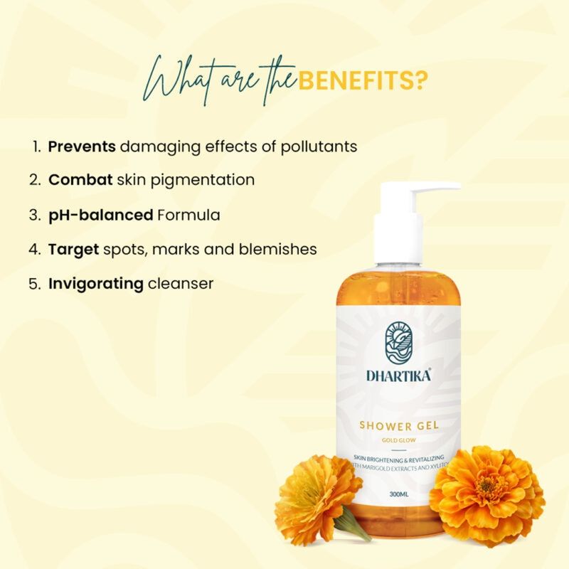 Dhartika Gold Glow Shower Gel with AHA BHA & Niacinamide - Image 3