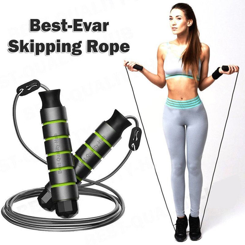 Best-Quality-Hub Skipping Rope Jump rope For Men Women Best in Weight loss Ball Bearing Freestyle Skipping Rope Black, Length: 350 cm