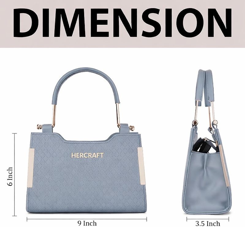 Hercraft Grey Women Quilted Sling Bag with Metal Handle - Image 3