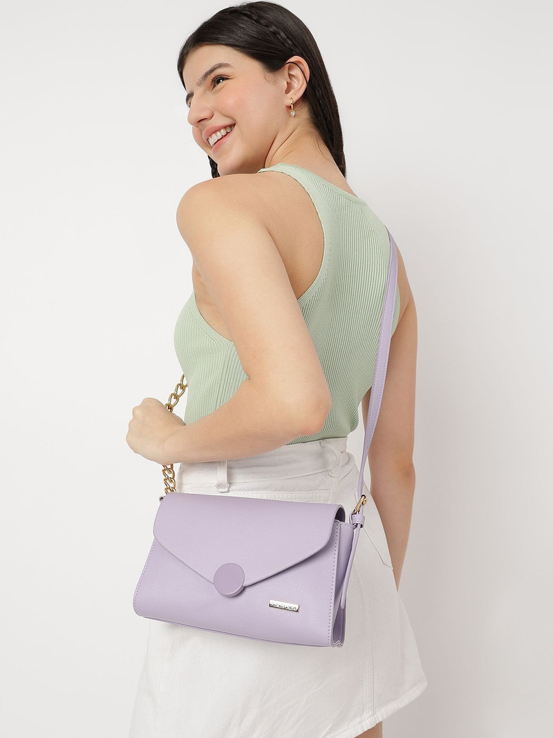 Purple Women Sling Bag Solid