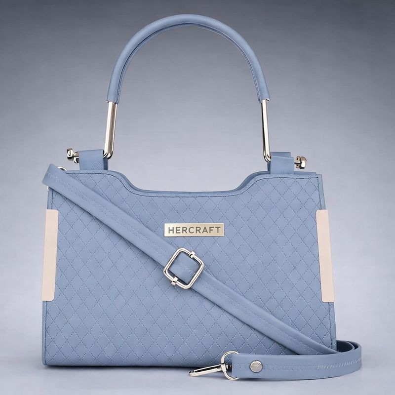 Hercraft Grey Women Quilted Sling Bag with Metal Handle - Image 2
