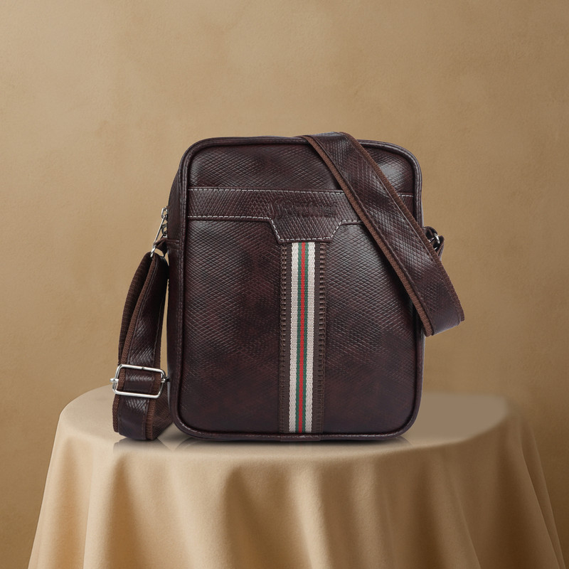 ichief brown men & women sling bag premium cross body sling bag for office, cash, business collection, multipurpose