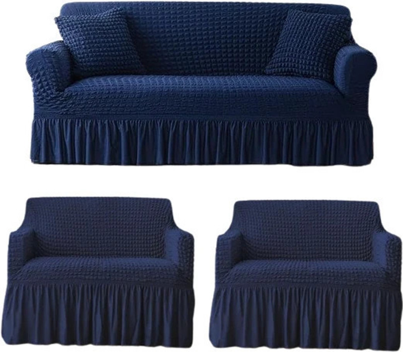 TONY STARK Polycotton 3+1+1 Seater Sofa Striped Cover Pack of 3 Blue