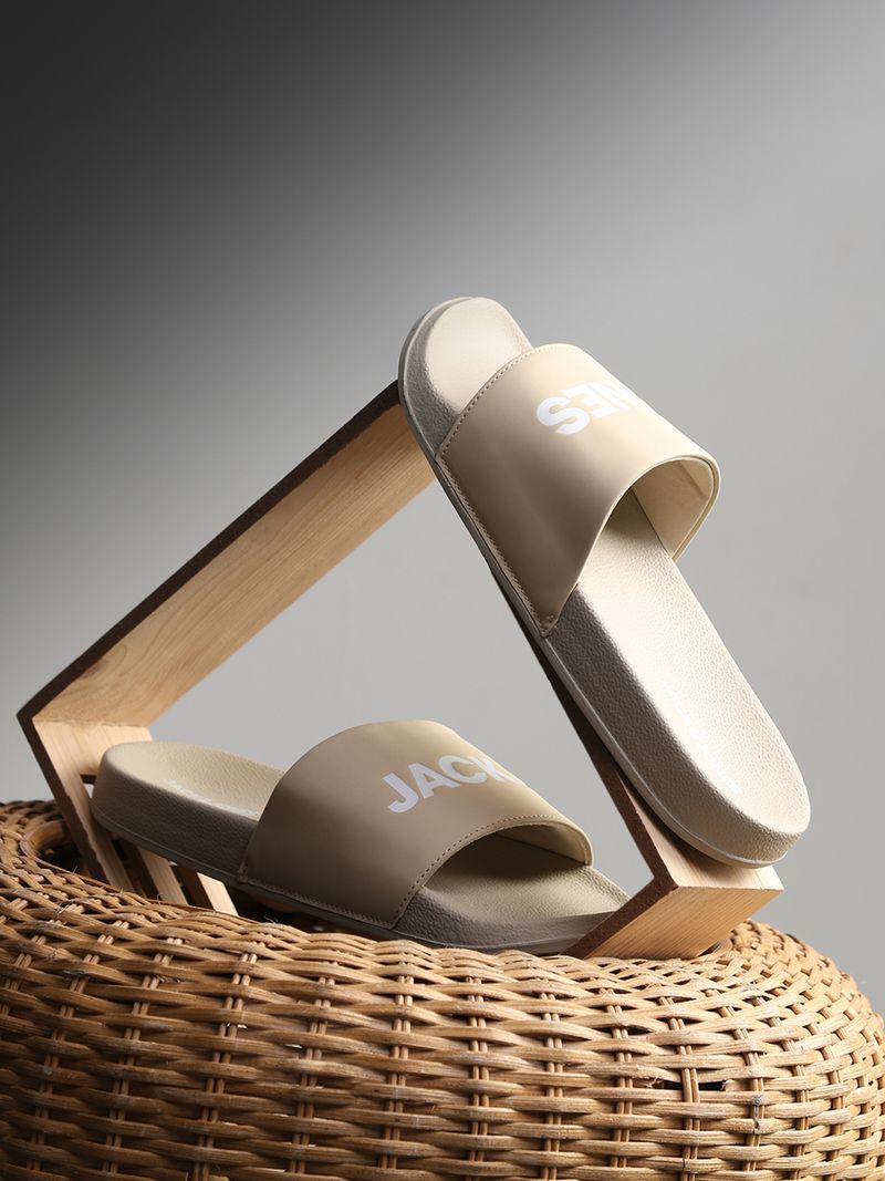 JACK & JONES Men Slides (Beige, 7) - Image 3
