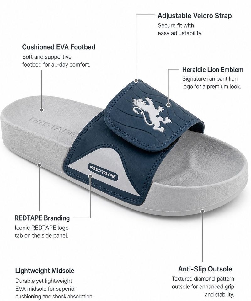 RED TAPE Men Slides Navy 7 - Image 5