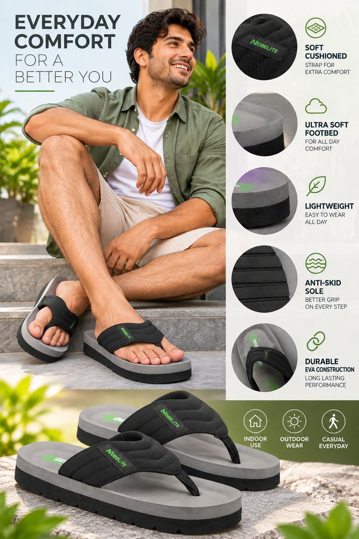 NOBELITE Men Slippers (Grey , 10) - Image 4