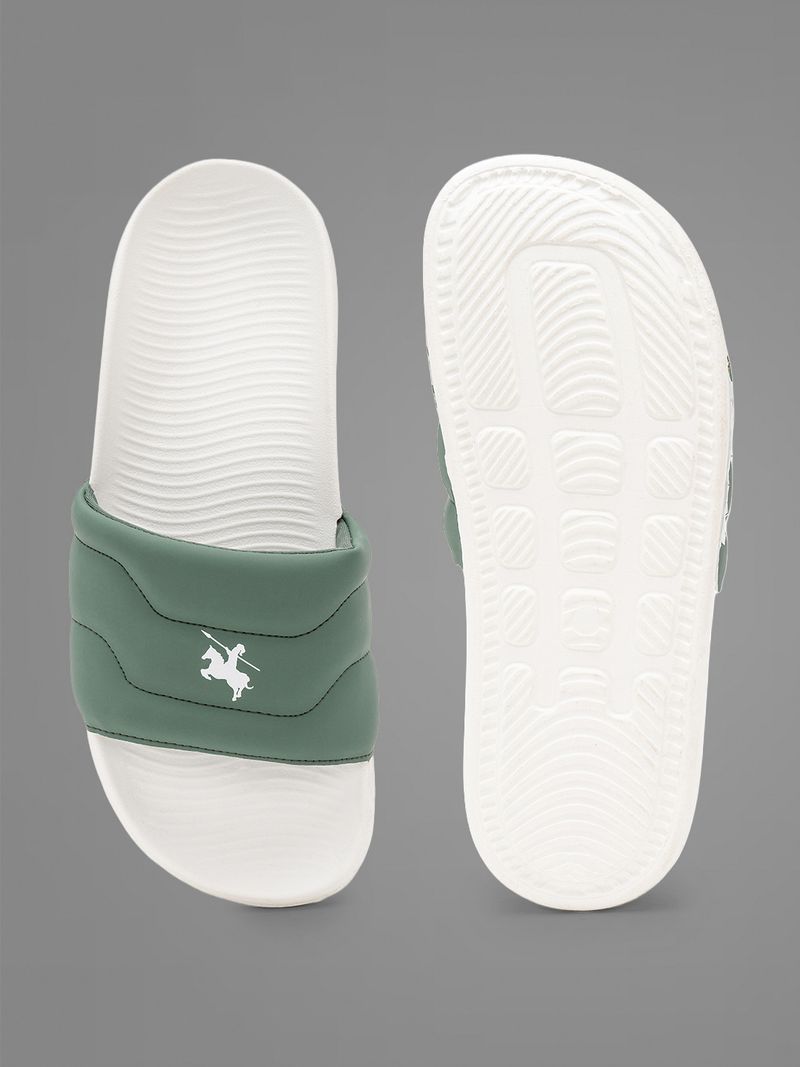 CANTABIL Men Slides (White, Green , 7) - Image 6