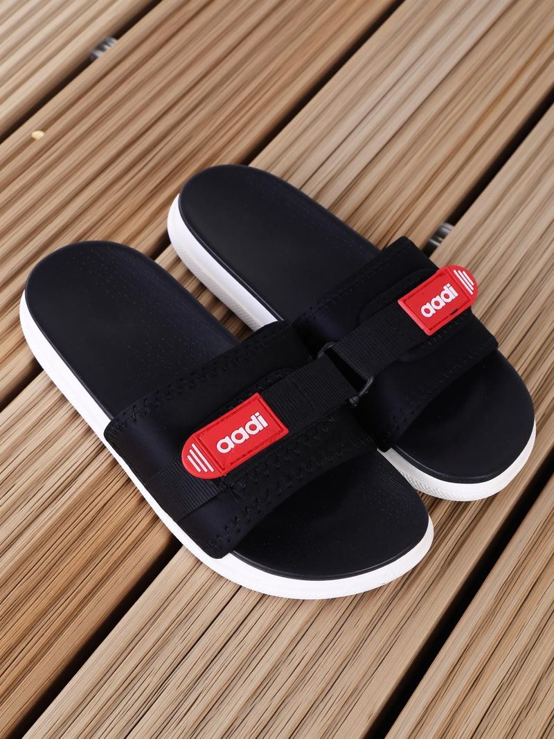 aadi Men Slides (Black, 12) - Image 5
