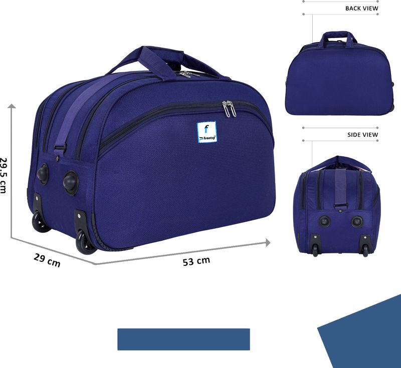Frontsy Premium Stylish Trolley Duffel Bag Blue Large - Image 3