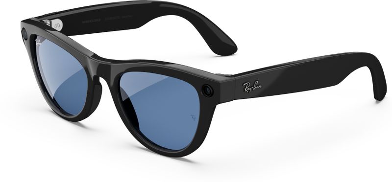 Ray-Ban Meta Skyler Gen 1 Sunglasses, Shiny Black, Blue Lenses - Image 2