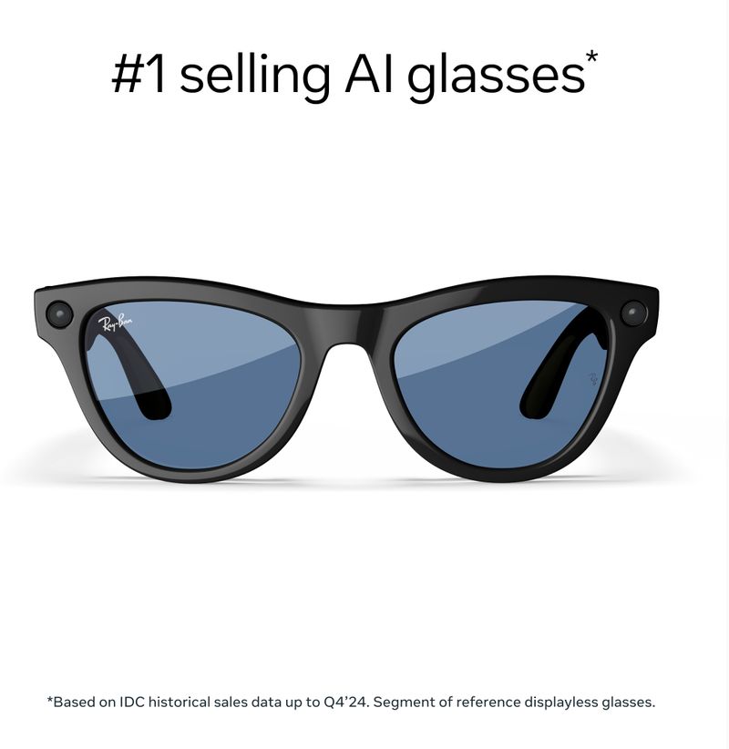 Ray-Ban Meta Skyler Gen 1 Sunglasses, Shiny Black, Blue Lenses - Image 3