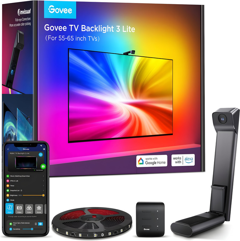 Govee Tv Backlight 3 Lite With Fish-eye Correction Function Sync With Tv 55-65 Inch