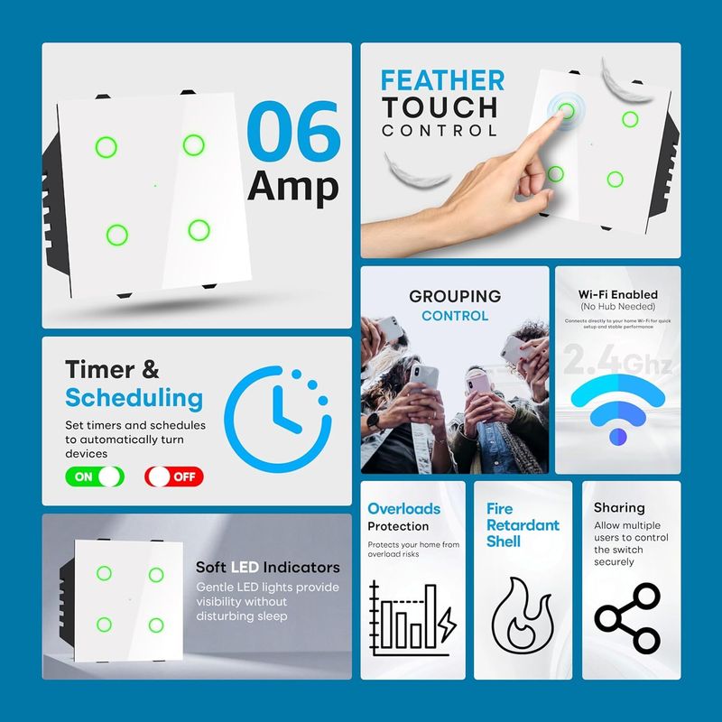 Smartlife 4 Gang Touch Smart Switch - Image 3