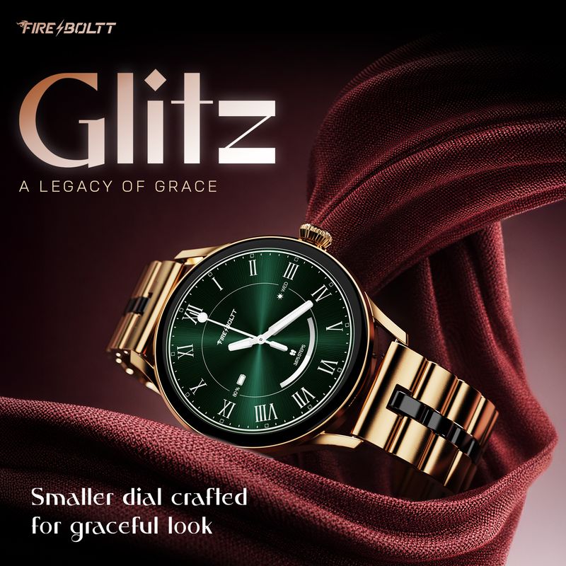 Fire-Boltt फायर-बà¥à¤²à¥à¤ Glitz 1.19 AMOLED Display, Rotating Crown, 1000 Nits, BT Call, Metal Body Women सà¥à¤®à¤¾à¤°à¥à¤à¤µà¥à¤ (सà¥à¤¨à¤¹à¤°à¤¾ सà¥à¤à¥à¤°à¥à¤ª) - Image 3