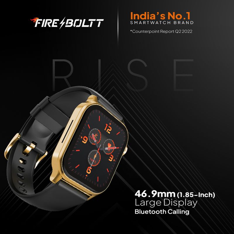 Fire-Boltt Rise Bluetooth Calling Smartwatch 47mm, Golden Strap - Image 3