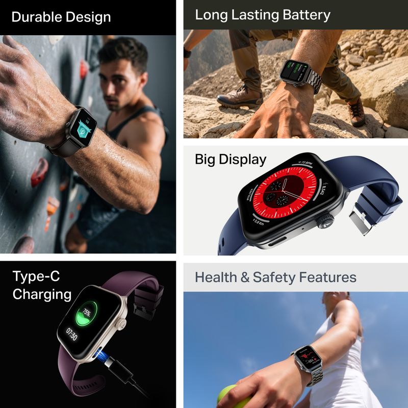 boAt Storm Call 4 Smartwatch, Type-C Charge, HD Display,Functional Crown, BT Calling Smartwatch (Steel Black Strap, Free Size) - Image 3