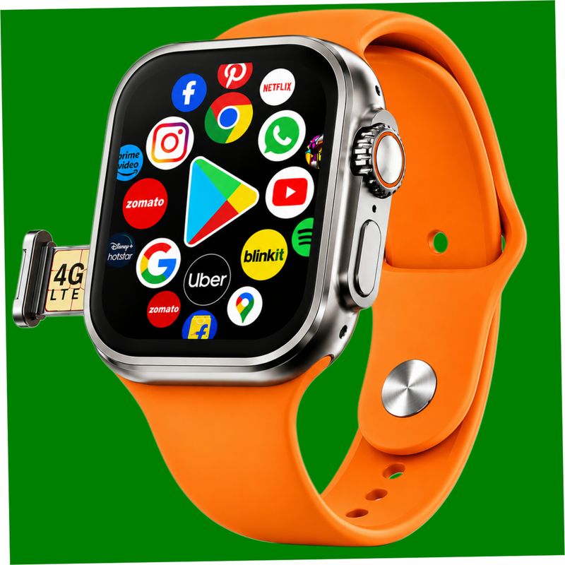 Hayyo Premium Android Smart Watch 5G SIM, Orange Strap - Image 2