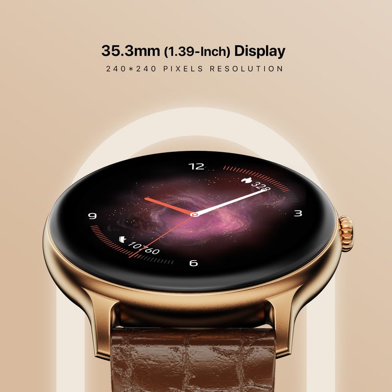 Fire-Boltt Ninja Talk 35.3mm (1.39) Round Bluetooth Calling Metal Body,120 Sports Modes Smartwatch (Brown Classic Strap, Free Size) - Image 5
