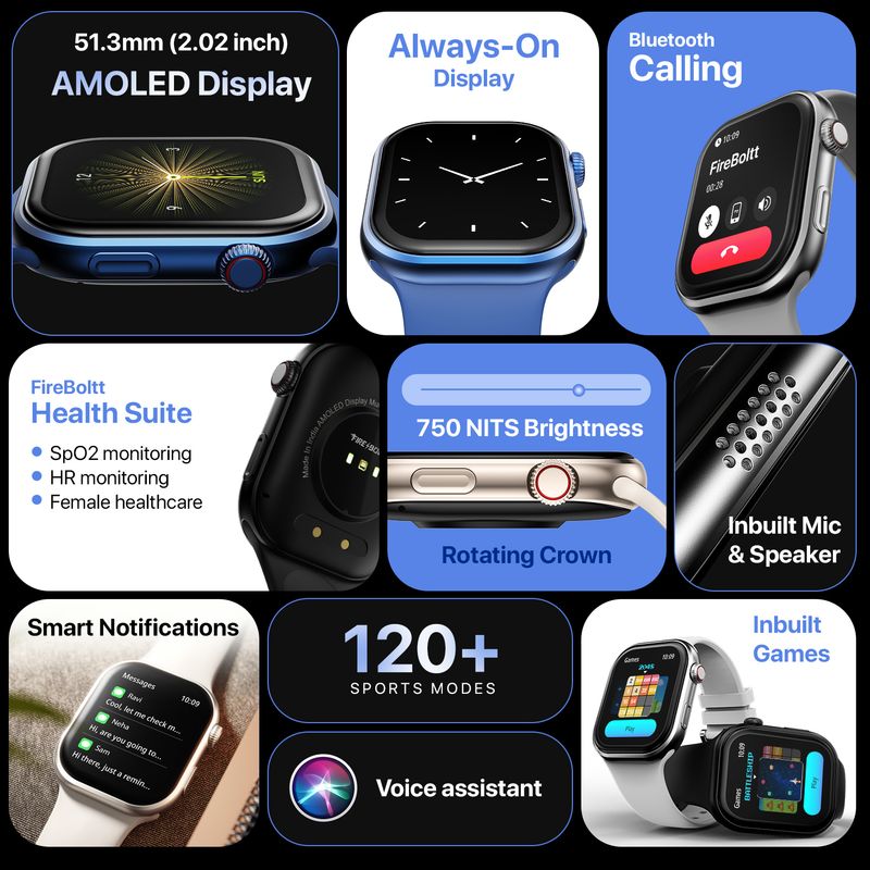 Fire-Boltt Brillia 51.3mm AMOLED Smartwatch - Image 4
